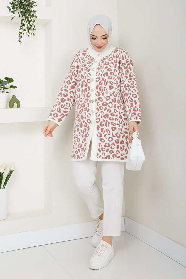 Kadın Leopar Triko Hırka - 6