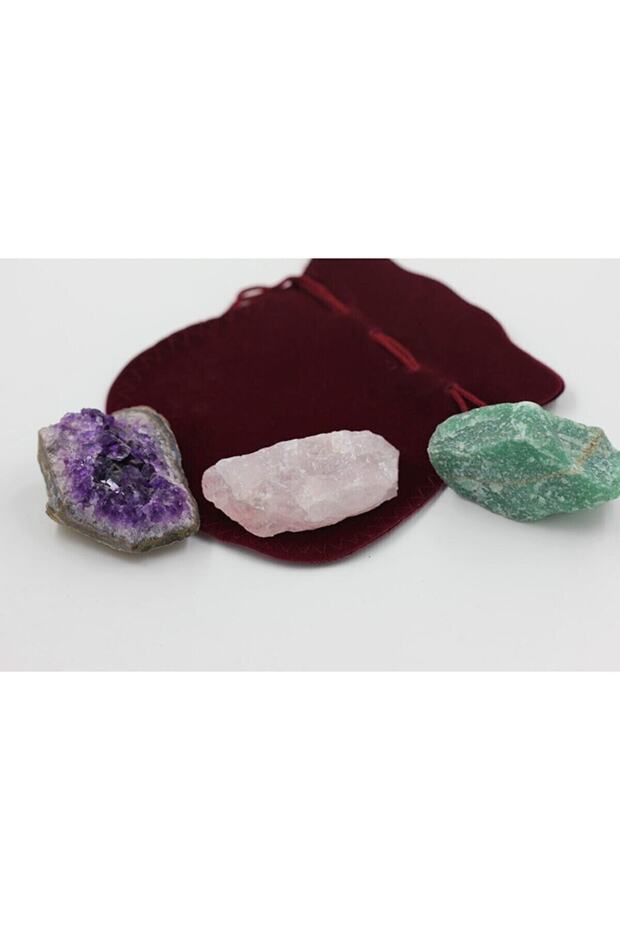 Amethyst - Aventurine - Pink Quartz Natural Stone Raw Mass (30/45 Gr) (with Certificate)