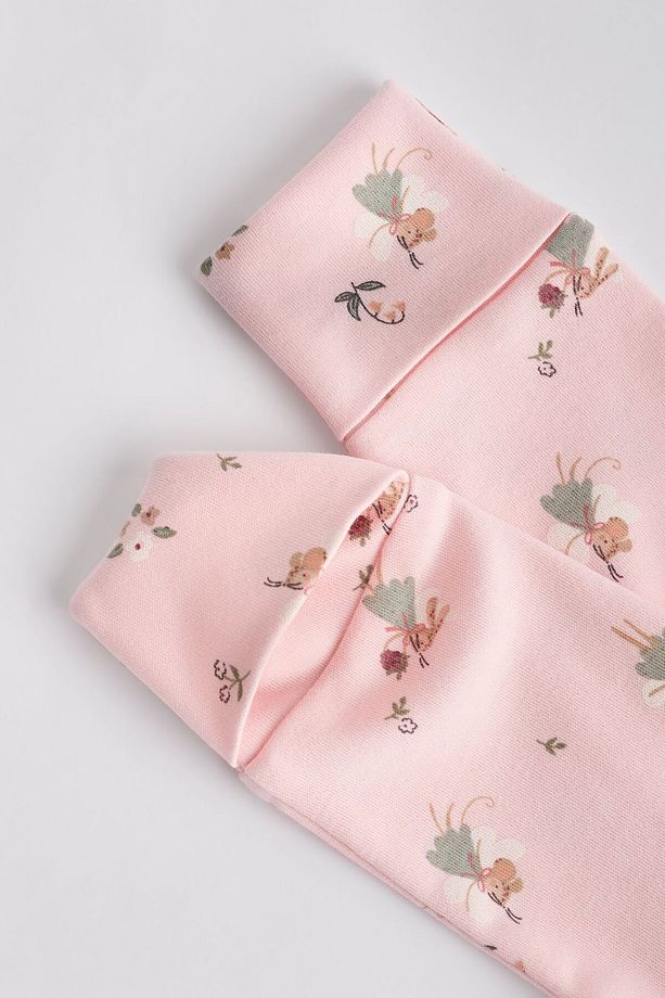 %100 Organik Pamuk Pembe Çiçek Desenli 3’lü Uyku Tulumu Set ALYE08517 - 8