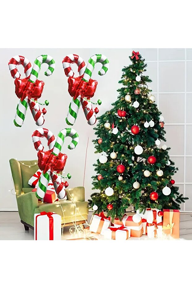Red Green Walking Stick Foil Balloon Christmas Foil Balloon