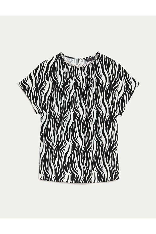 Regular Fit Kısa Kollu Bluz - 5