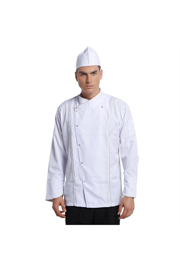 Cook Jacket White Long Sleeve Gold Bias t Model