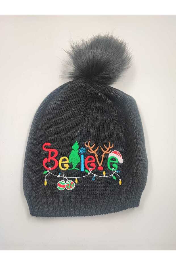 Siyah İşlemeli Yılbaşı Beresi - 6