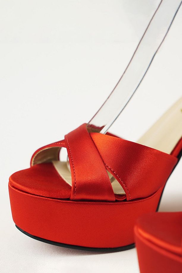 12 Cm Kırmızı Saten, Çapraz Model, Çok Rahattır, Konfor Odaklıdır. - 7