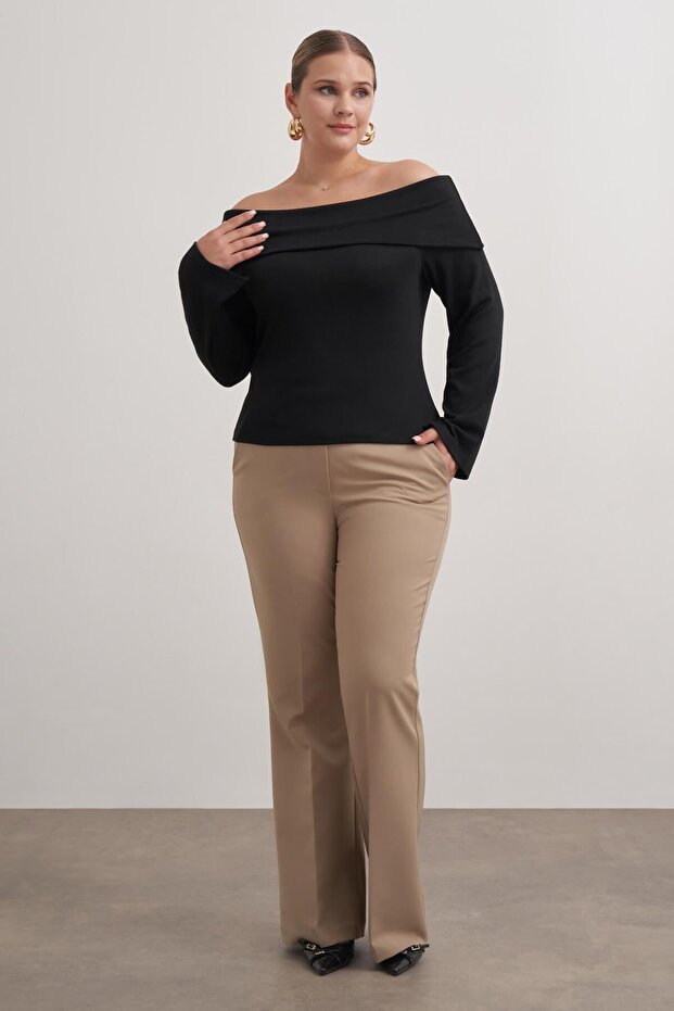 Açık Omuzlu Triko Bluz - 3