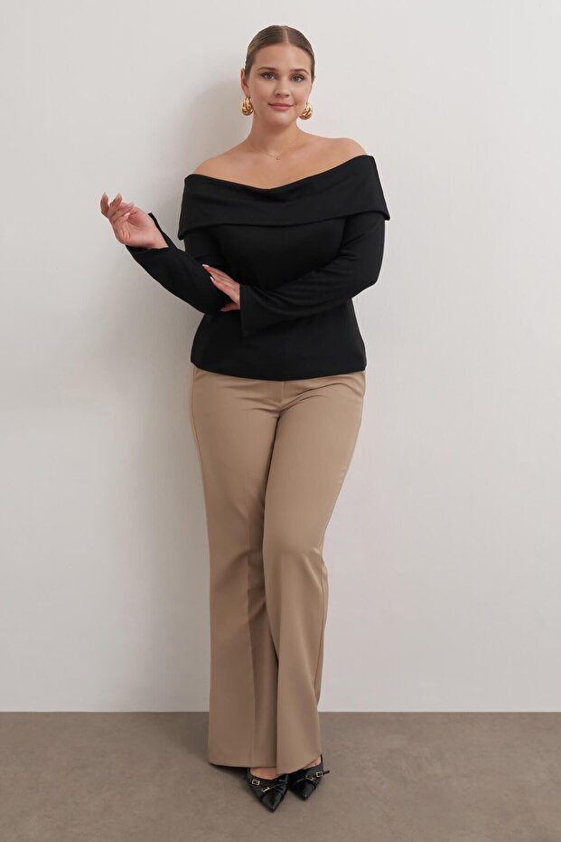 Açık Omuzlu Triko Bluz - 5