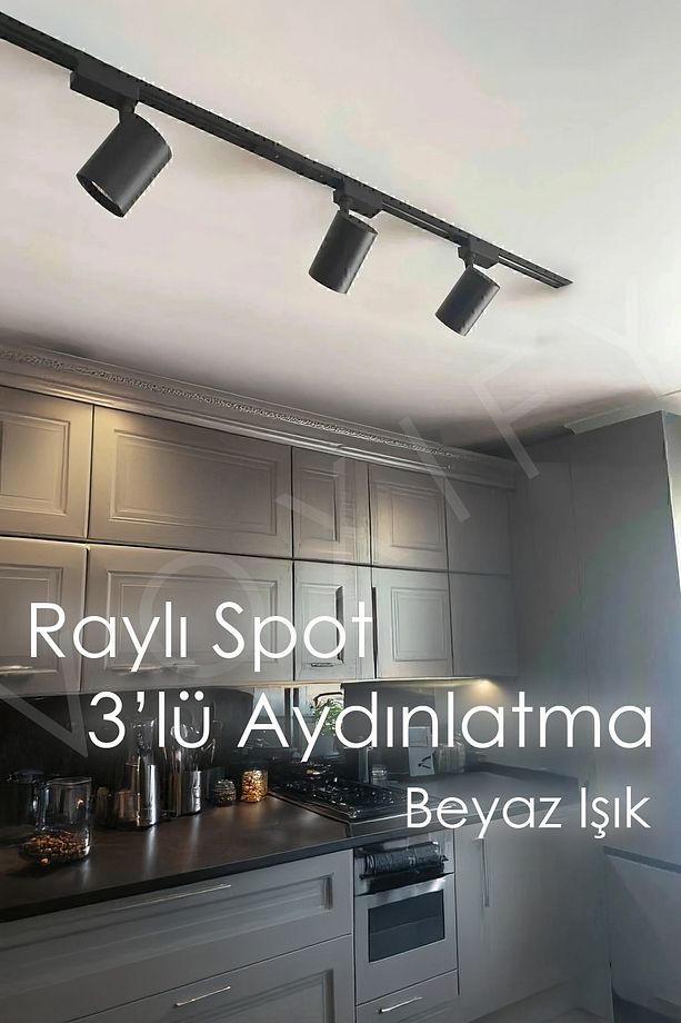 3 Spotlu Raylı Tavan Led Avize Aydınlatma Seti Yüksek Kaliteli Işık Ortam Aydınlatma - 1