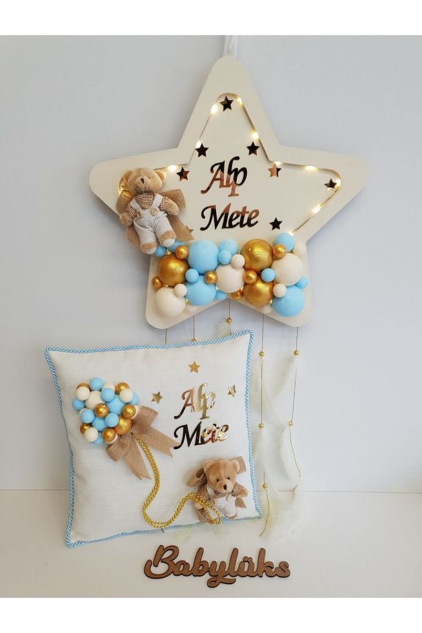 Bubble LEDLİ Yıldız Bebek Kapı Süsü ve Yastık - 1