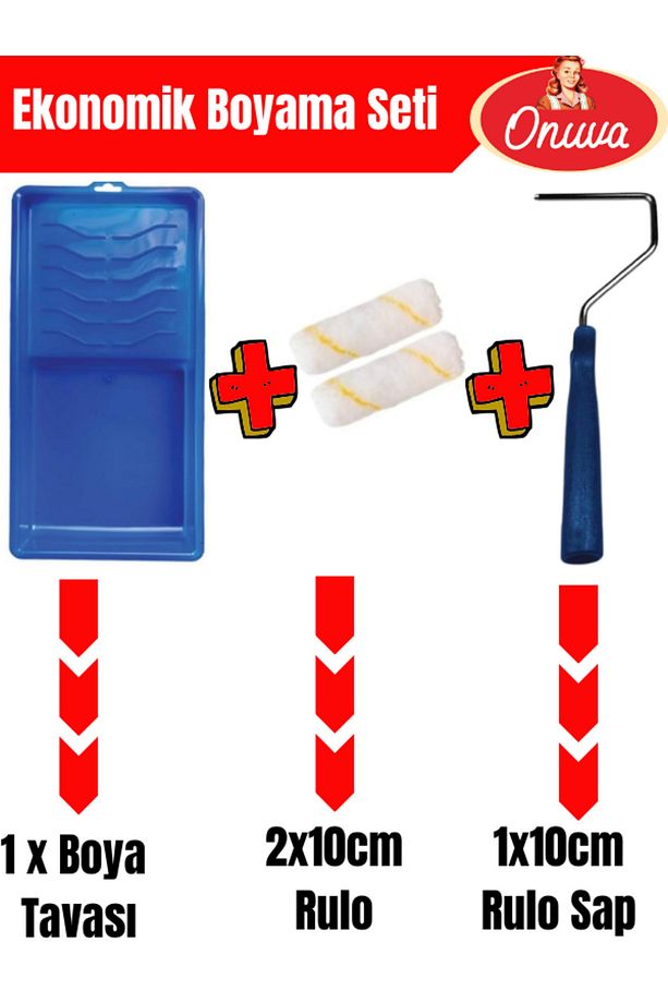 Ekonomik Boyacı Seti 2 Adet 10cm Rulo,Sap,Boyama Tavası - 1