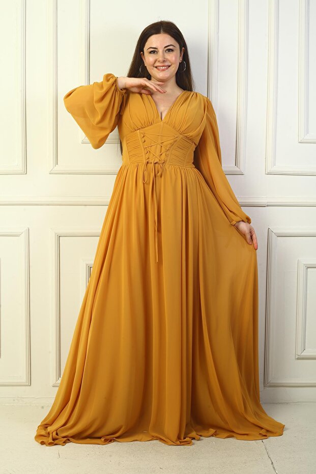 Front-Tied Wired Lined Long Chiffon Dress