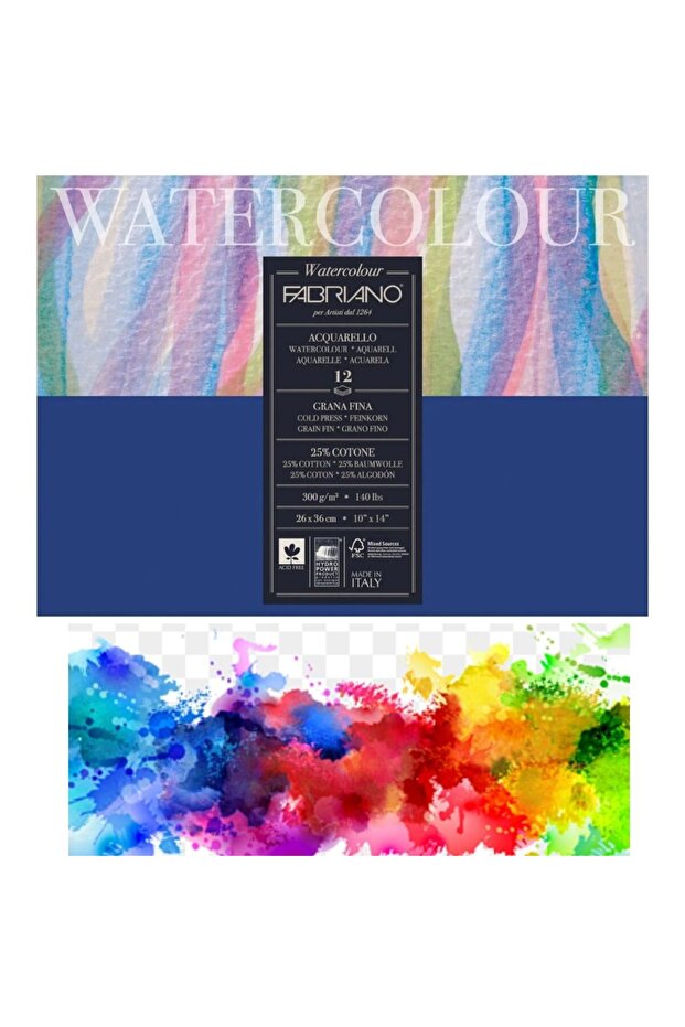 Watercolor Water Color Block 300Gr 26X36 12 Sheets