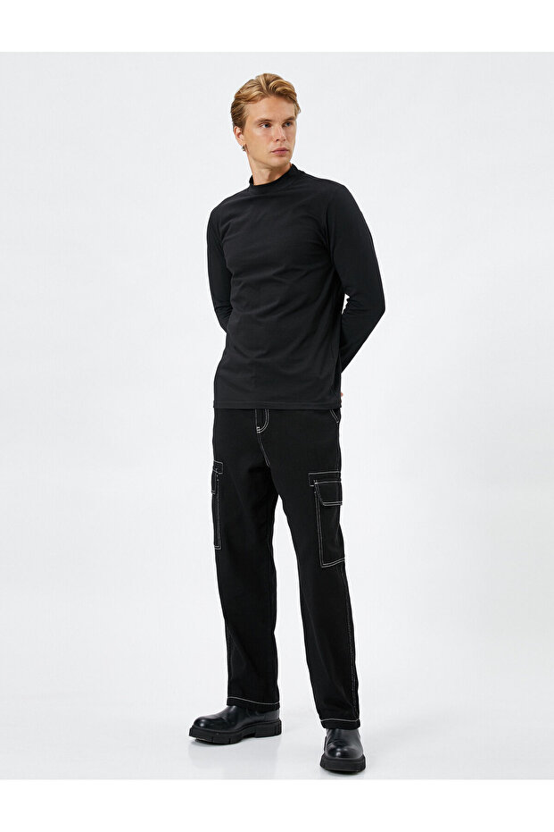 Tricou cu mânecă lungă Basic Half Turtleneck - 1