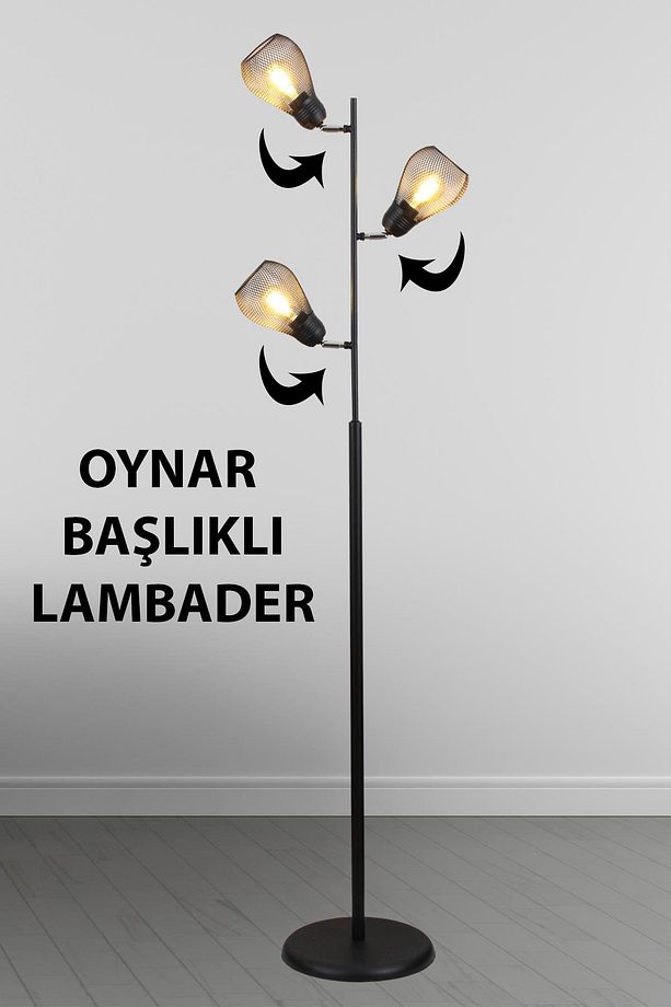 Luke 3 Lü Siyah Oynar Başlıklı Lambader - 1