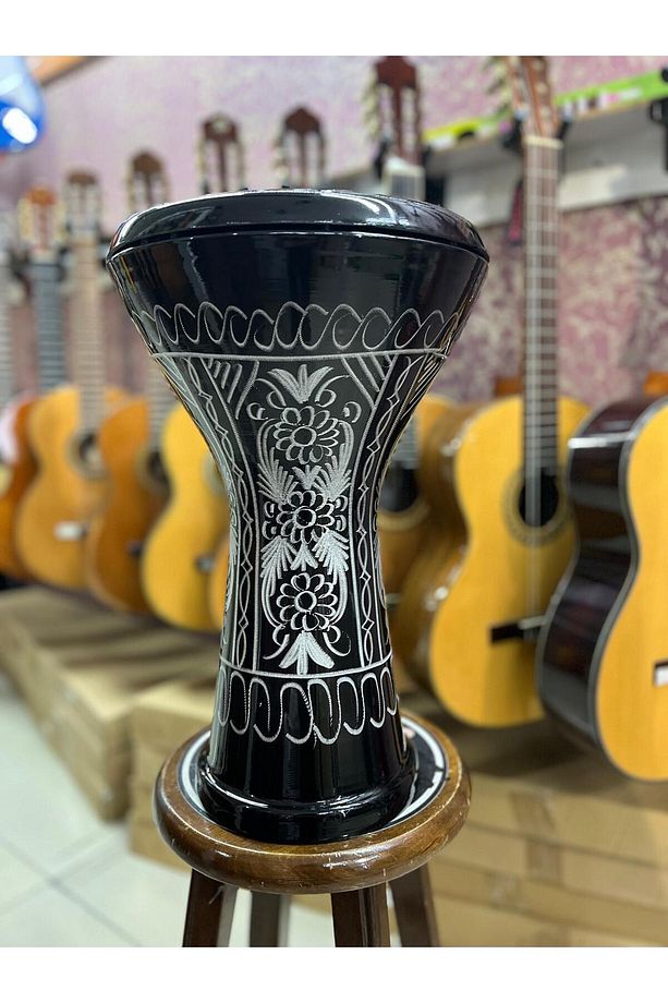 Döküm Erzincan İşlemeli Darbuka/Çömlek - Siyah Kod 3029S - 1