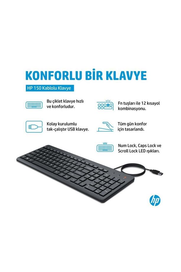 150 664r5aa Siyah Kablolu Klavye Number Lock,caps Lock Ve Scroll Lock Göstergeleri - 1