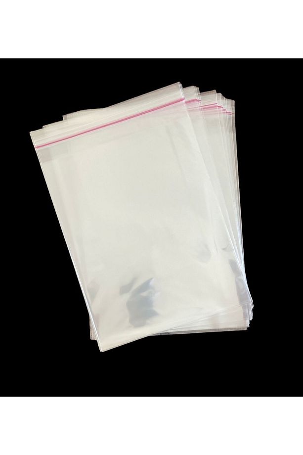 100 Adet 20x25*5 Cm Bantlı Opp Jelatin Poşet, Şeffaf Poşet (20X30) - 5