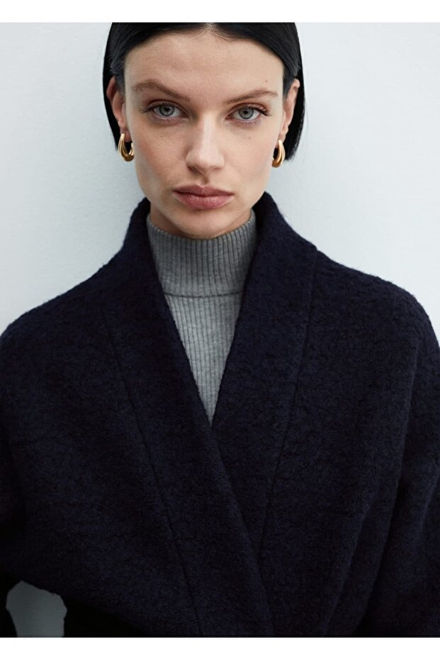 Kemerli yünlü ceket - 6