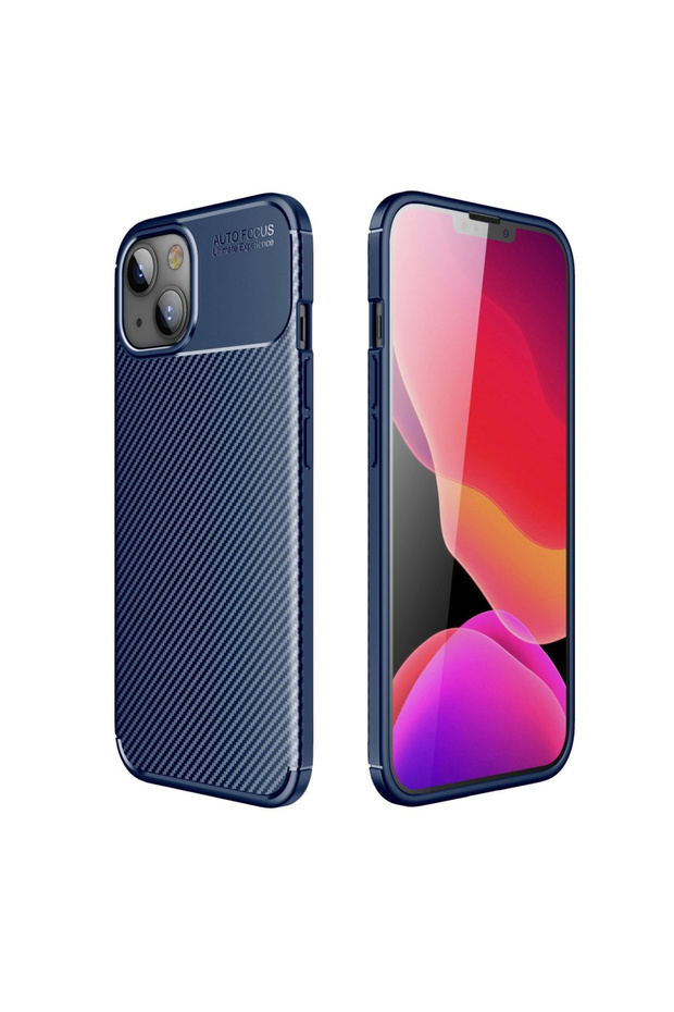 جراب خلفي من السيليكون لهاتف iPhone 13 بنمط الكربون - 1