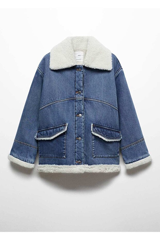 Kürk Görünümlü Oversize Ceket - 3