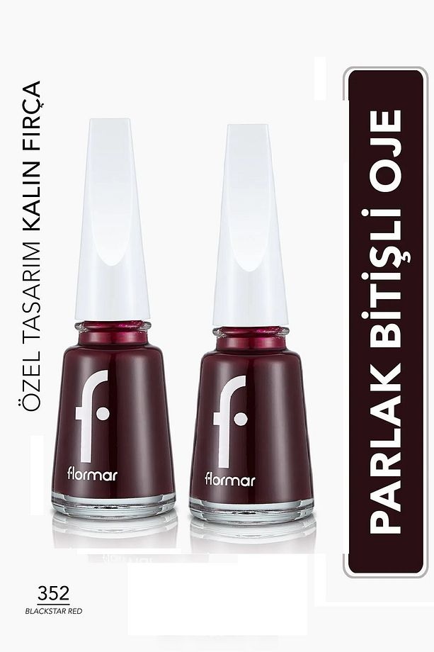 Klasik Parlak Bitişli Yüksek Pigmentli Oje -nail Enamel- 352 Blackstar Red New x 2 ADET - 1