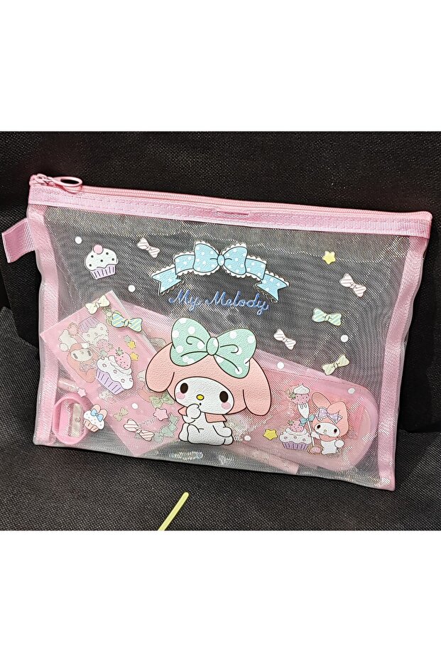 Transparent Mesh Large Pencil Case and Stationery Set Ad200401