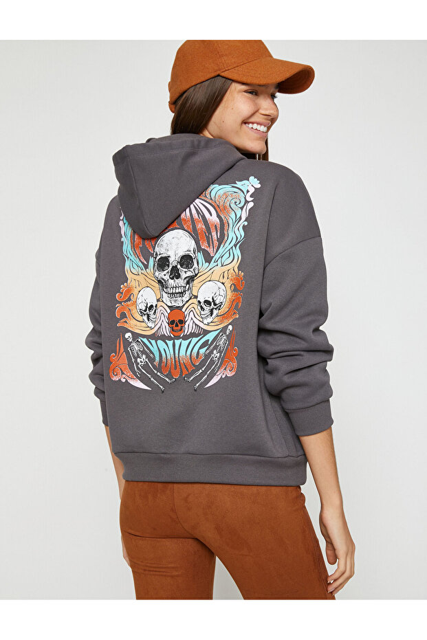 Printed Hooded sweatshirt with fleece inside