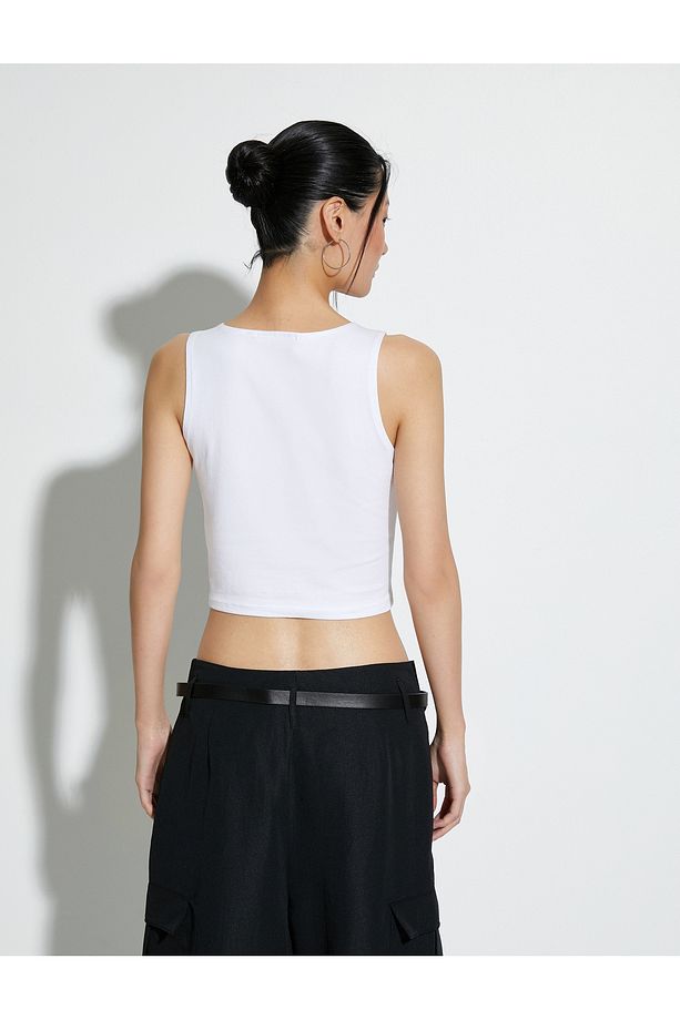 Pamuklu Crop Halter Yaka Atlet - 4