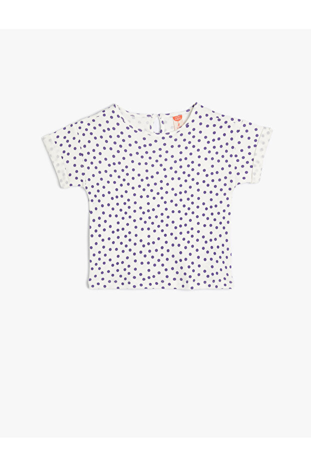 Polka Dot T-Shirt Short Sleeve Crew Neck Cotton