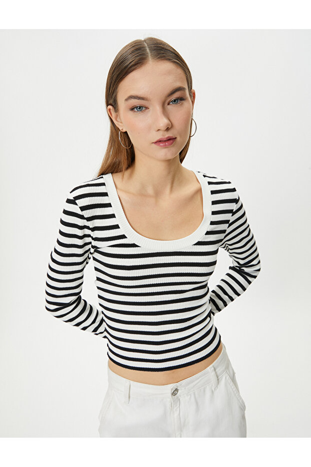 Long Sleeve T-Shirt Round Neck Ribbed Slim Fit