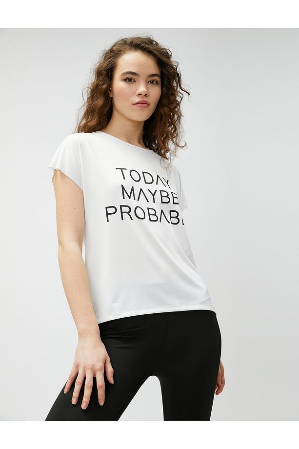 Oversize Spor Tişört Slogan Baskılı - 2