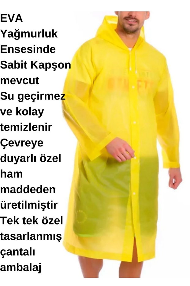 Super Luxury Eva Hooded Snap-On XL Raincoat Waterproof 0.13 Micron- Yellow Color
