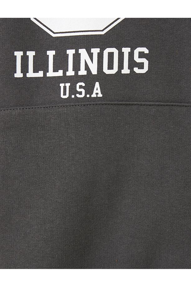 Şardonlu Kolej Sweatshirt Kapüşonlu Oversize Kanguru Cepli Uzun Kollu - 6