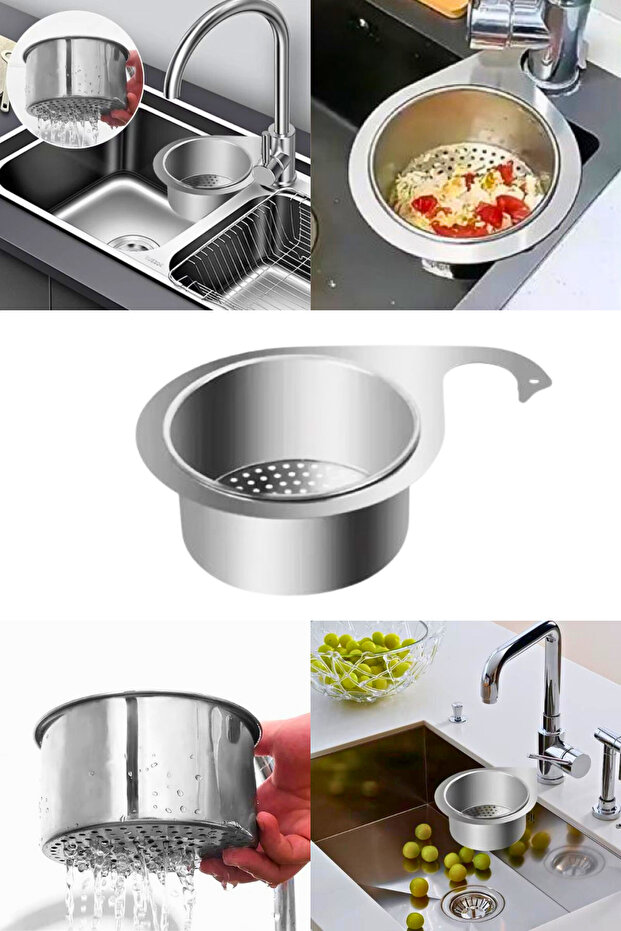 Sink Kitchen Organizing Basket with Strainer Practical Countertop Dustbin with Separation Function - 1
