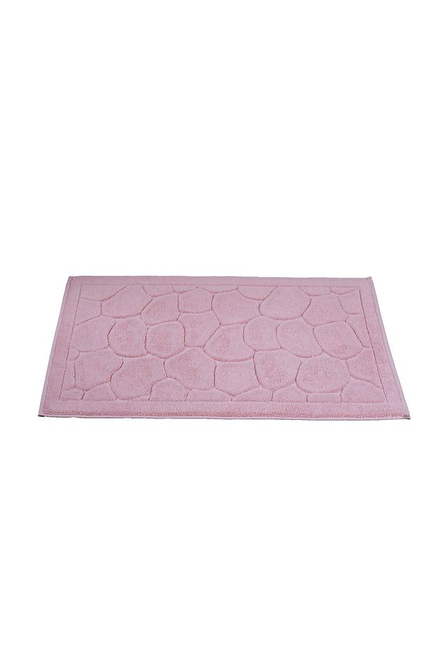 Ayak Havlusu %100 Pamuk Sertifikalı, Taş Desenli Jakarlı Banyo Paspası Üstün Emici Pembe 50x70cm - 5