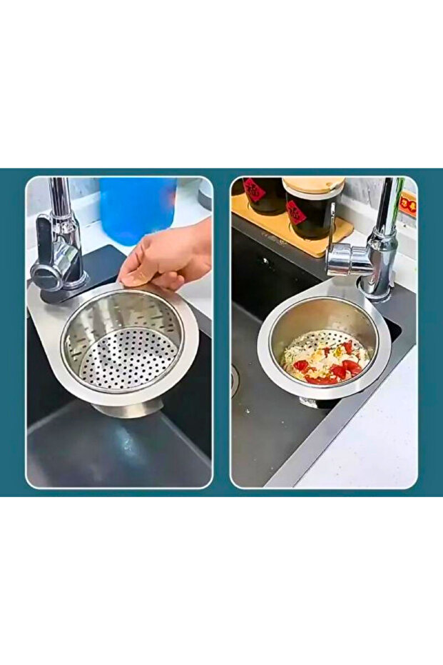 Sink Kitchen Organizing Basket with Strainer Practical Countertop Dustbin with Separation Function - 2
