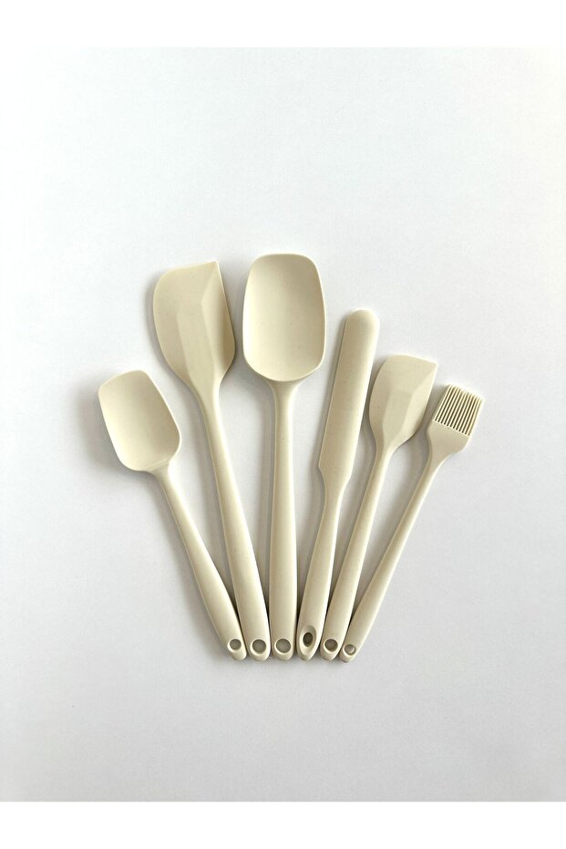 Set of 6 Cream Silicone Heat Resistant Spoon Holders