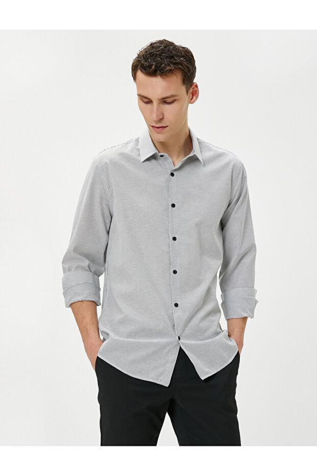 Sports Shirt Slim Fit Classic Collar Long Sleeve Non Iron