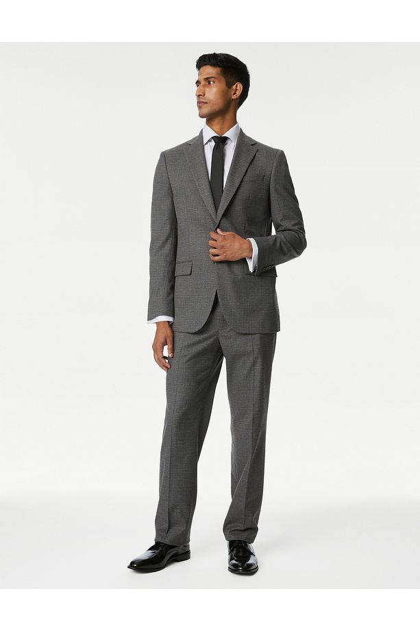 Regular Fit Ekose Desenli Yün Pantolon - 2