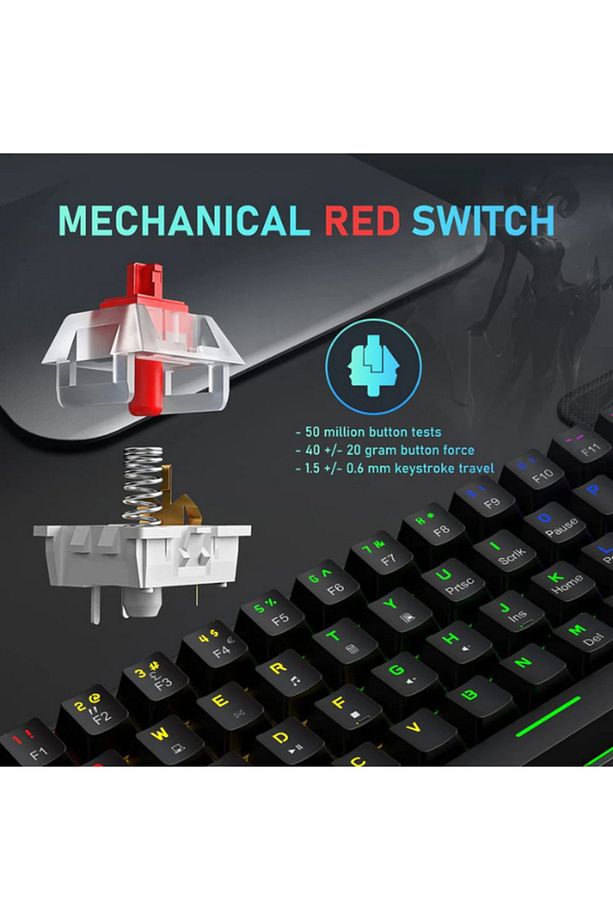 T60 Kırmızı Switch Mekanik Siyah Rgb Klavye Kablolu Gaming Oyuncu Klavyesi T60 Mini Q Klavye Uyumlu - 2