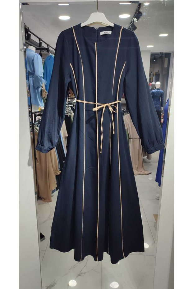 Trend Piping Detailed Hijab Dress