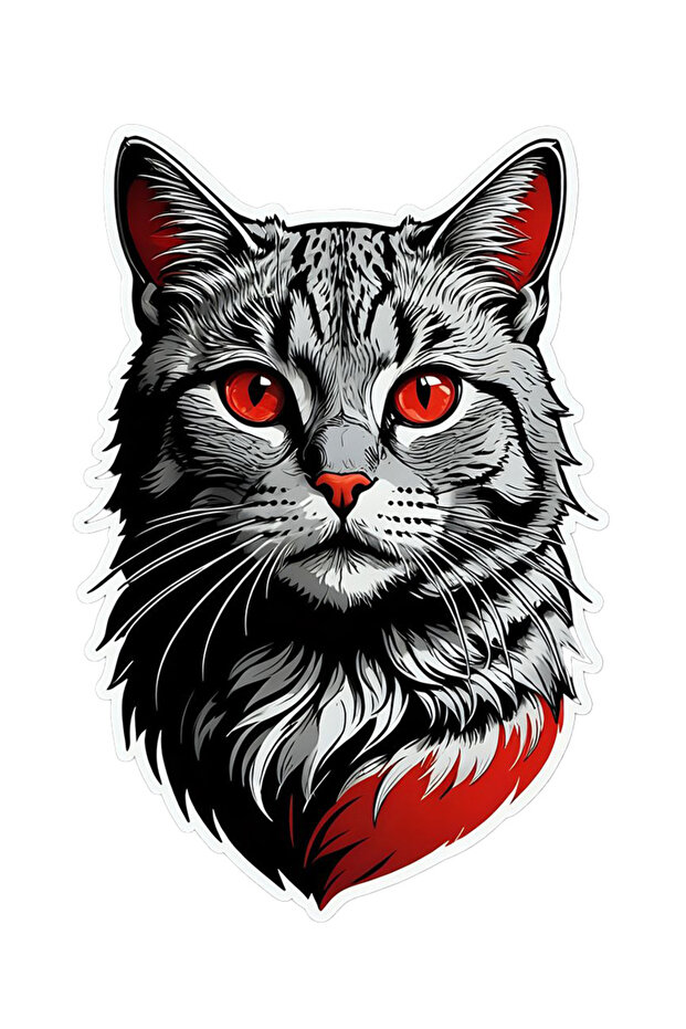 Gray Tabby Cat Sticker Car, Motorcycle, Helmet, Laptop, Glass Sticker 13X9 cm