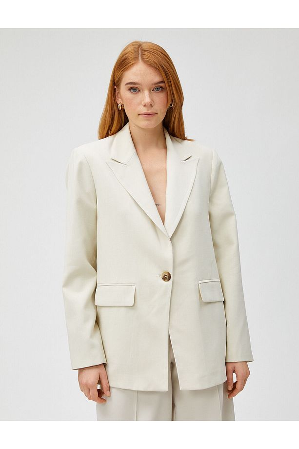 Oversize Blazer Ceket Tek Düğmeli - 3