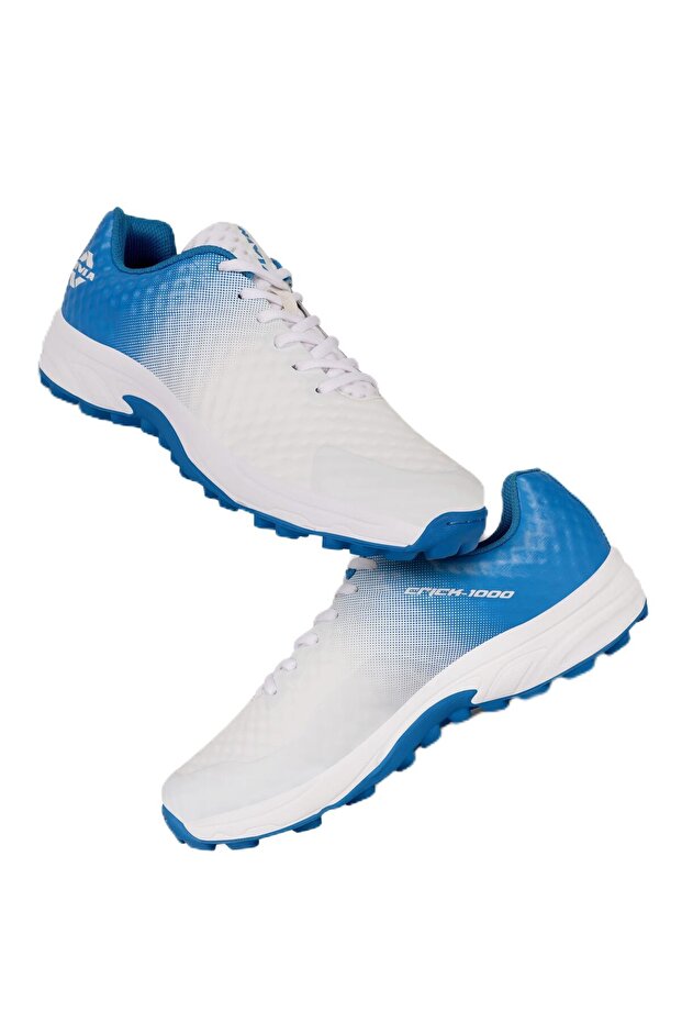 Crick 1000 Cricket Shoes | White/aster Blue | Eu 43/uk 9/us 10 | Mesh Upper | Rubber Sole