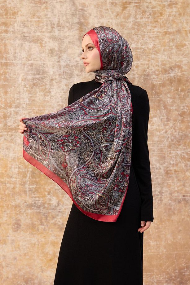 Mercan Hint Vual Şal -  5003-08 - 3