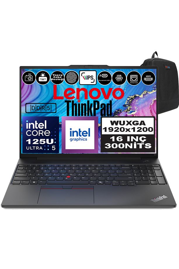 Thinkpad E16 G2 Ultra 5 125U Ddr5 24GB 4tb SSD Intel® Aı Boost 16" Wuxga IPS Freedos 21MA003MTXF08 - 1