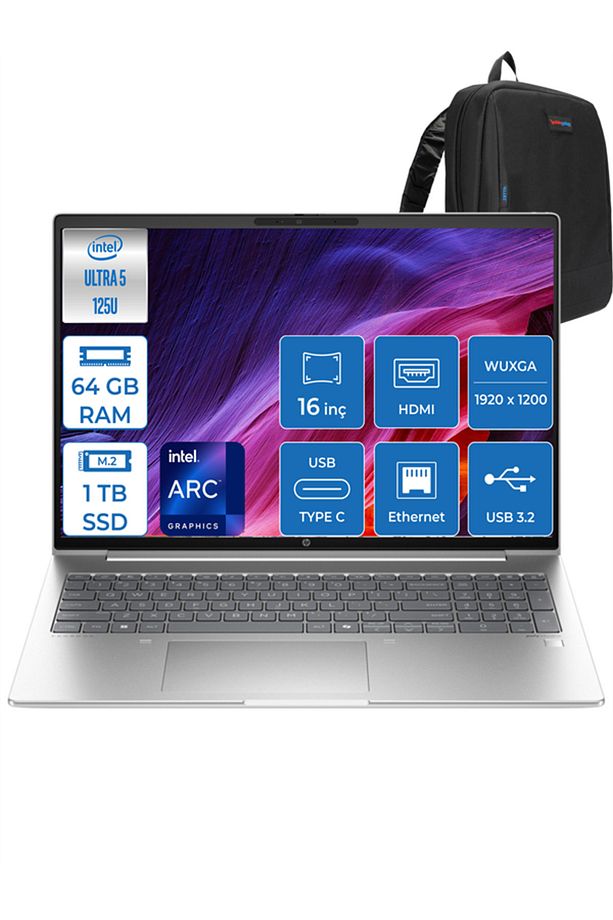 Probook 460 G11 Ultra 5 125U Ddr5 64GB 1tb SSD Intel® Aı Boost 16 Wuxga IPS WIN 11 Pro 9Y7S7ETP18 - 1