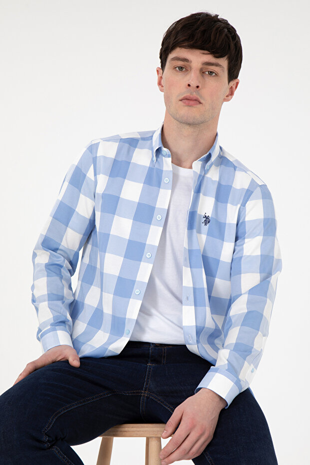 Men's Light Blue Long Sleeve Shirt 50296595 -Vr003
