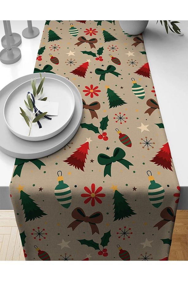 Yılbaşı Desen Runner Christmas Yeniyıl Runner 40 X 140 - 2 Adet - 4
