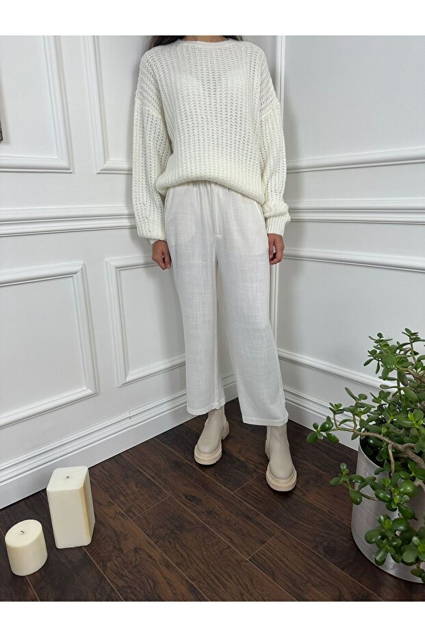 Delikli Oversize Triko Kazak - 2