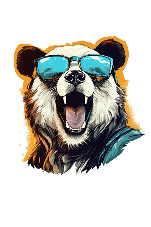 Cool Panda Sticker with Blue Glasses Car, Motorcycle, Helmet, Laptop, Glass Sticker 13X13 cm